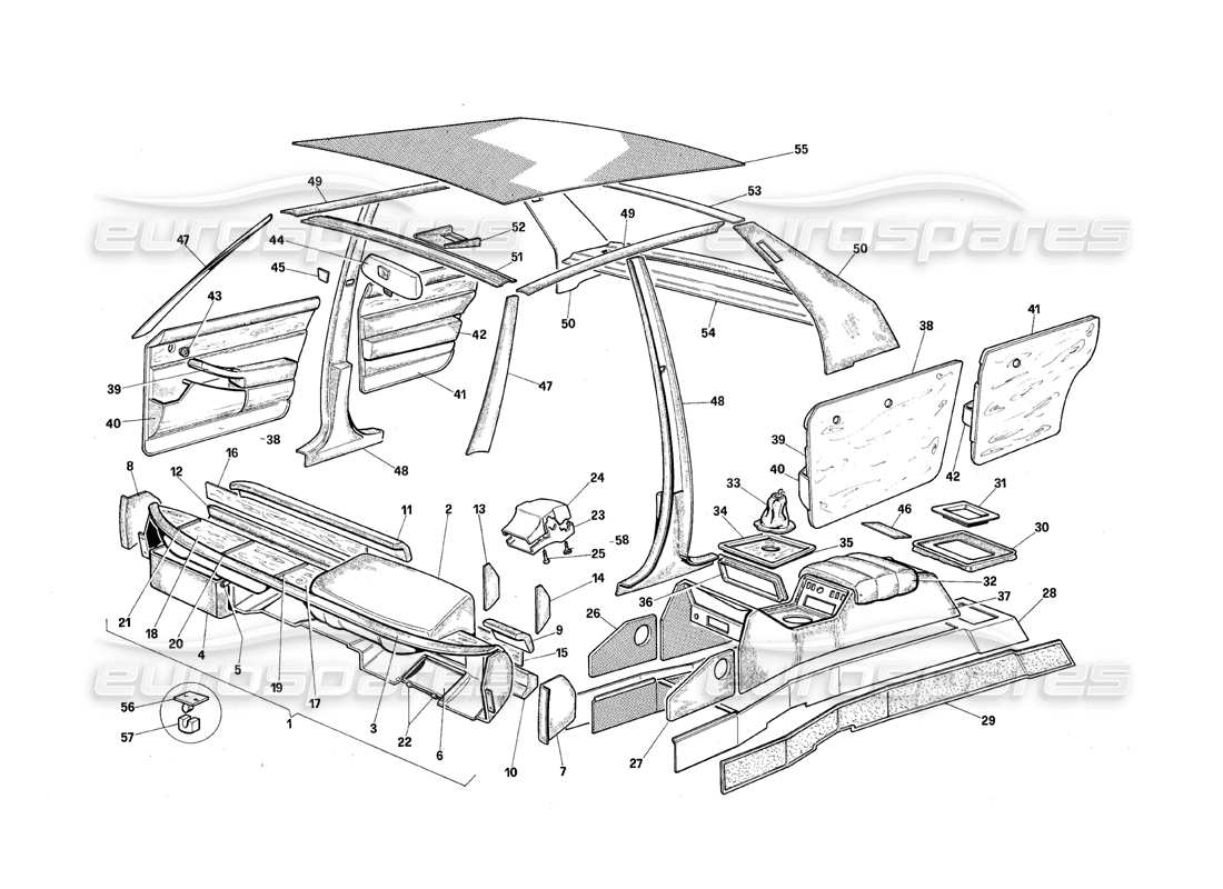 maserati qtp.v8 4.9 (s3) 1979 schema parte tappezzeria interna
