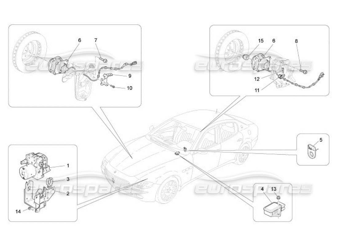 maserati qtp. (2005) 4.2 diagramma delle parti dei sistemi di controllo della frenatura