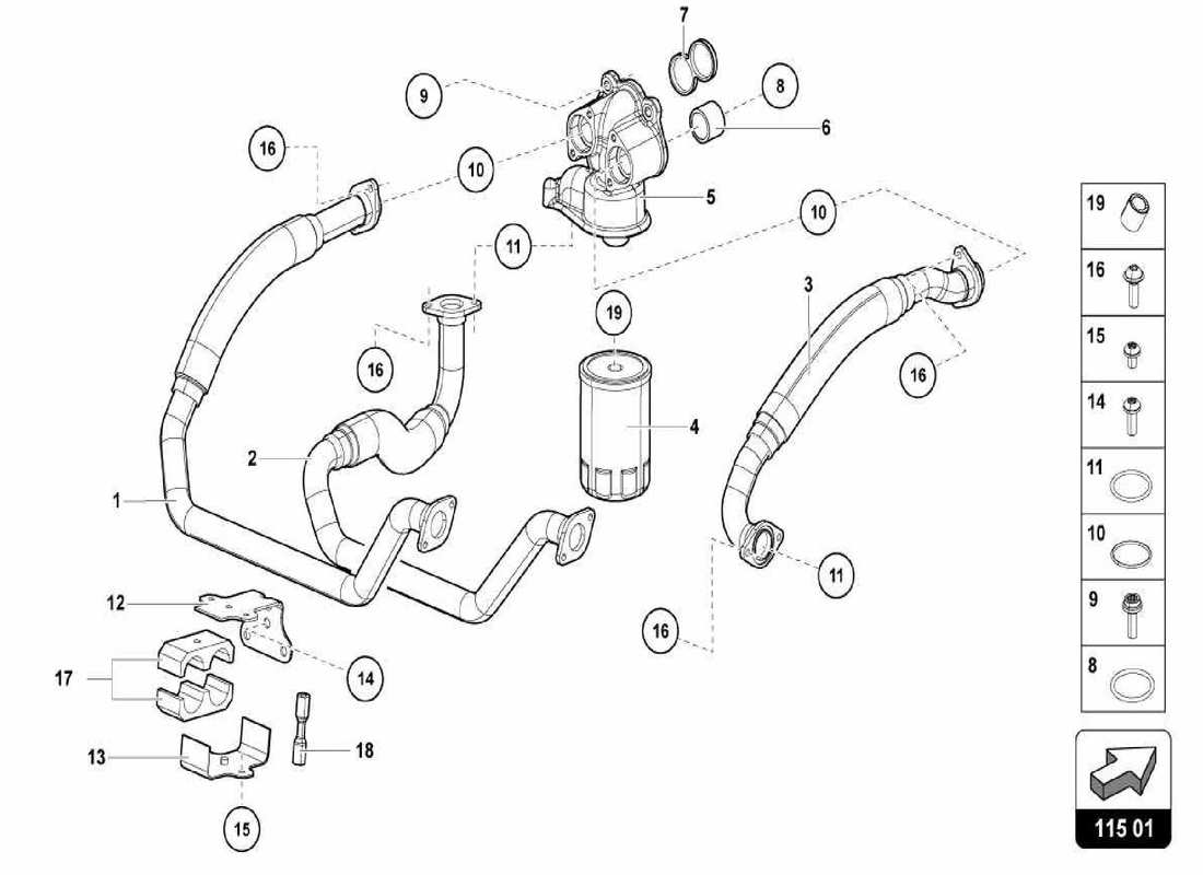 lamborghini centenario spider filtro dell'olio diagramma delle parti