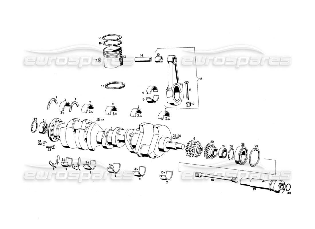 maserati qtp.v8 4.9 (s3) 1979 diagramma delle parti delle parti mobili