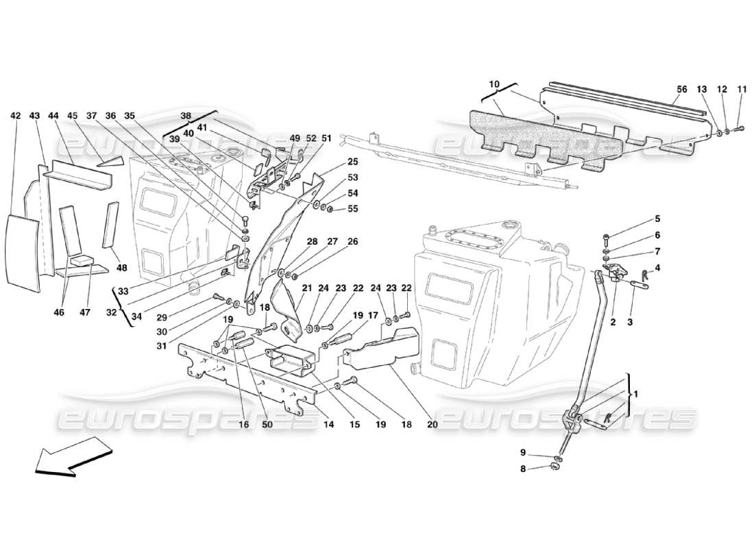 ferrari 360 challenge stradale serbatoi carburante - fissaggio e protezione diagramma delle parti