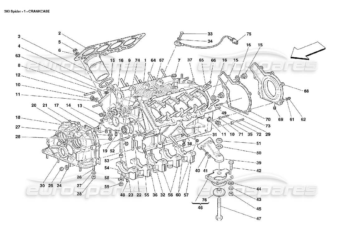 ferrari 360 spider basamento diagramma delle parti