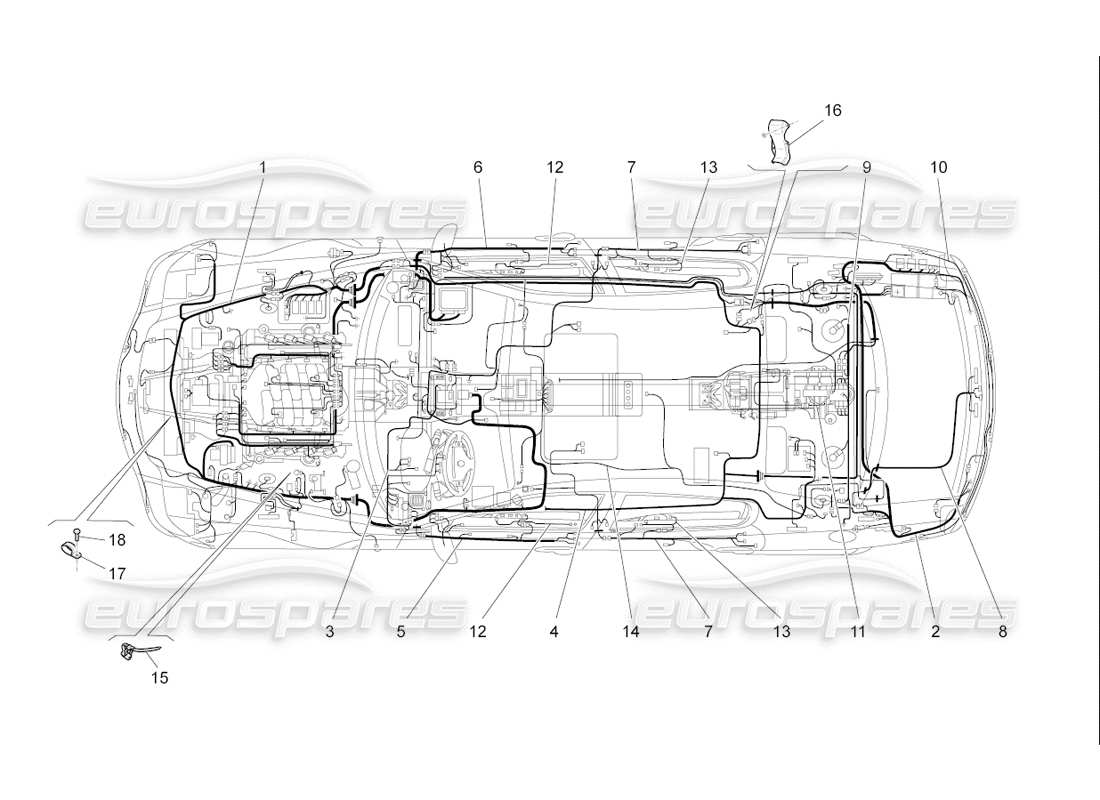 maserati qtp. (2006) 4.2 f1 cablaggio principale diagramma delle parti