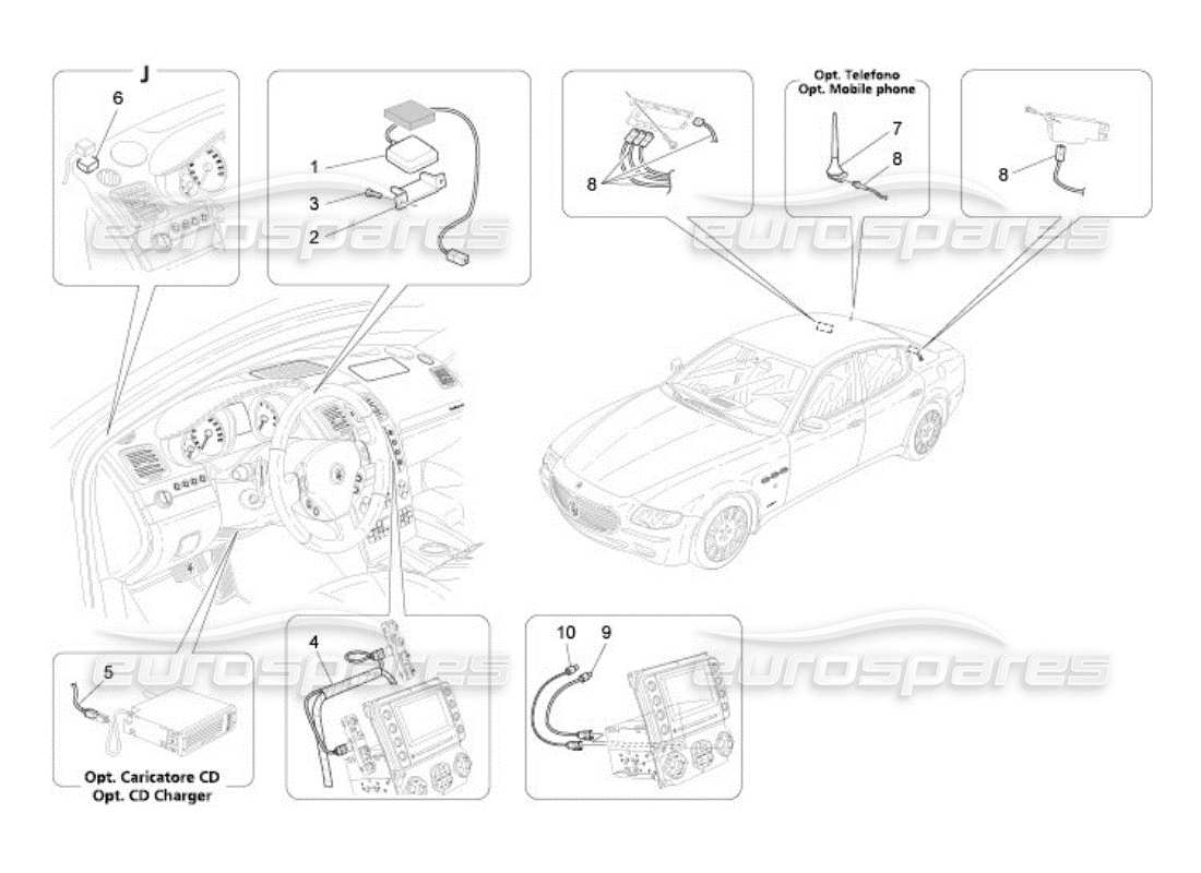 maserati qtp. (2005) 4.2 sistema di accoglienza e connessione diagramma delle parti