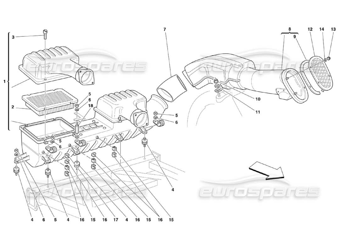 ferrari 360 challenge stradale presa d'aria diagramma delle parti