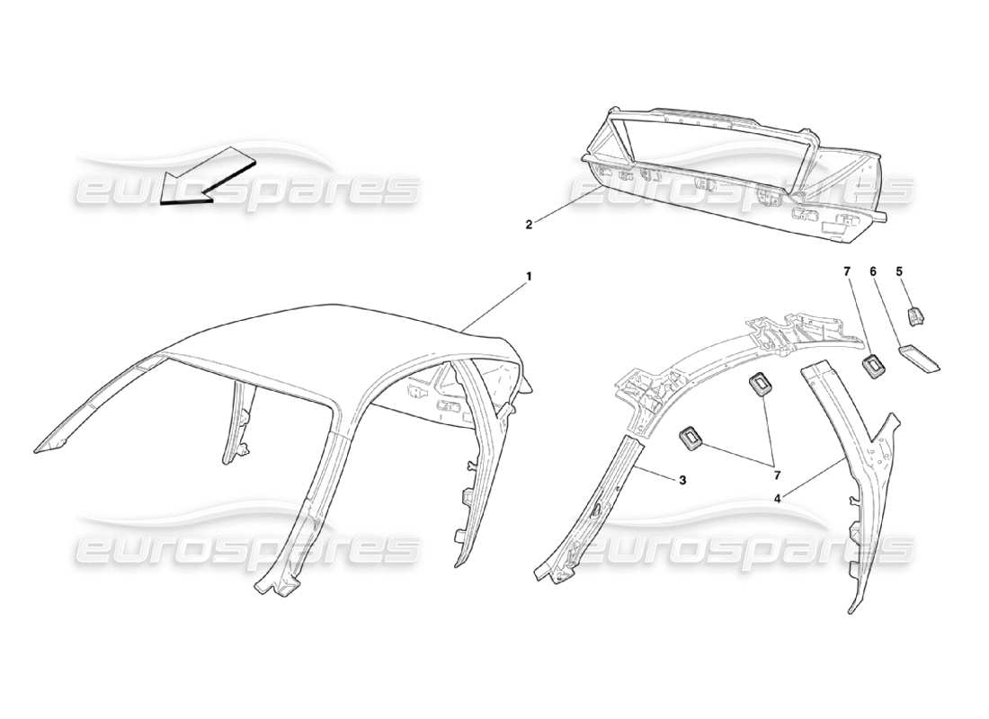 ferrari 360 challenge stradale tetto - struttura diagramma delle parti