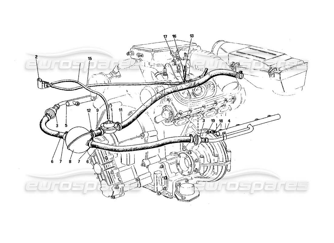 ferrari 328 (1985) iniezione d'aria (per versione ch) diagramma delle parti