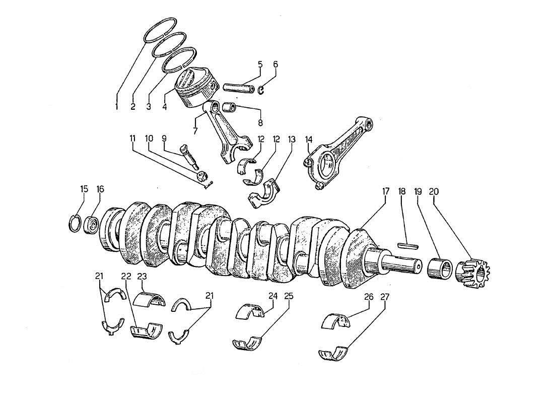 lamborghini jarama manovellismi e albero motore diagramma delle parti