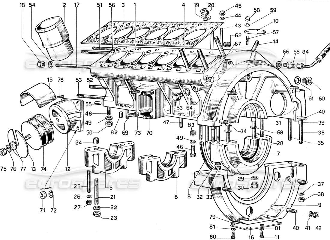 ferrari 365 gtb4 daytona (1969) basamento diagramma delle parti