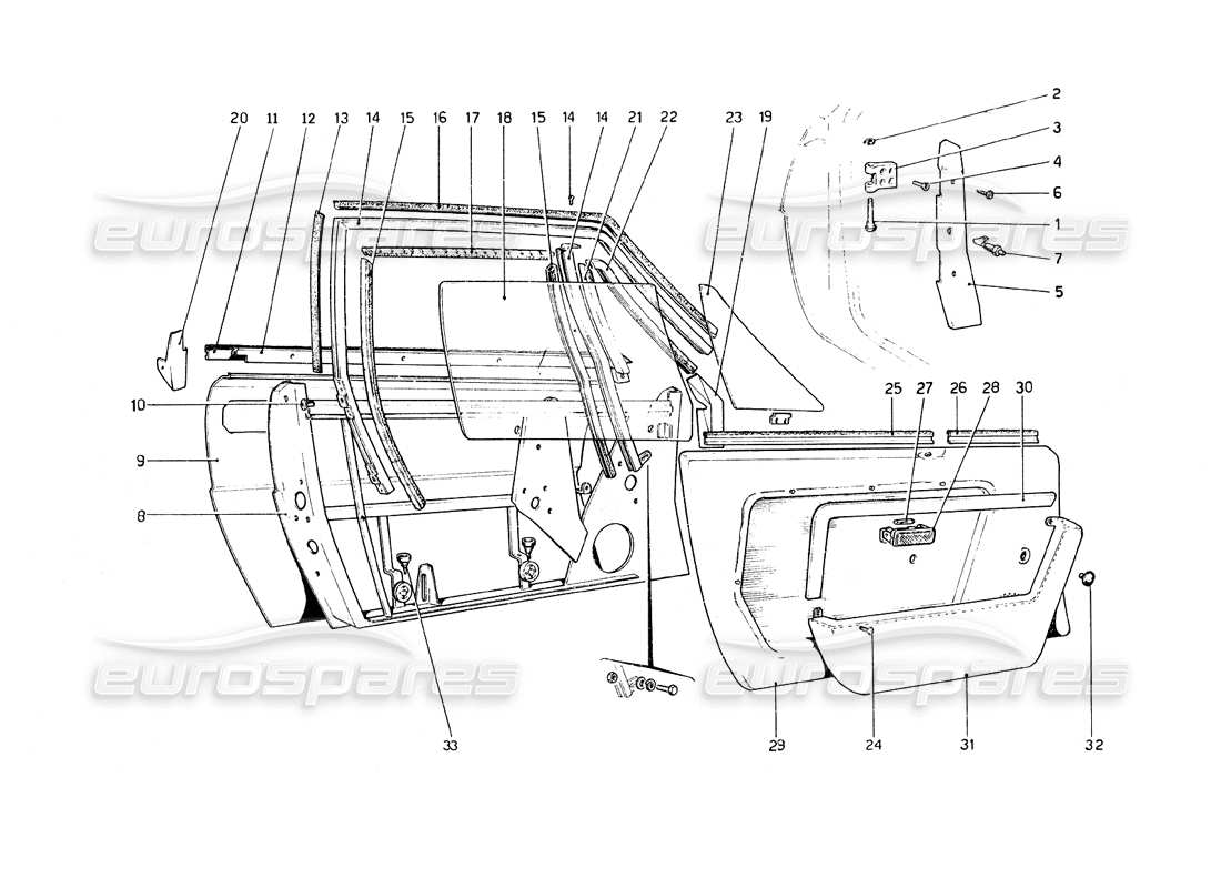 ferrari 308 gt4 dino (1979) diagramma delle parti porte