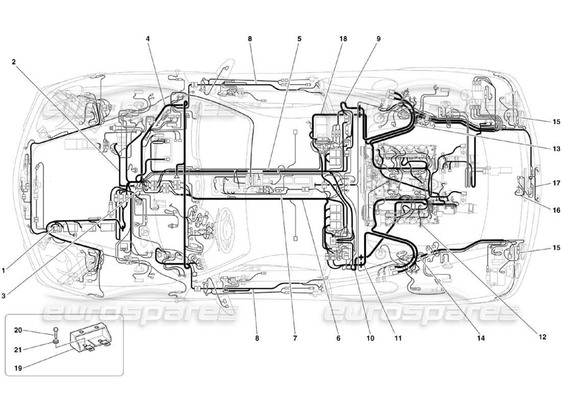 ferrari 360 challenge stradale sistema elettrico diagramma delle parti