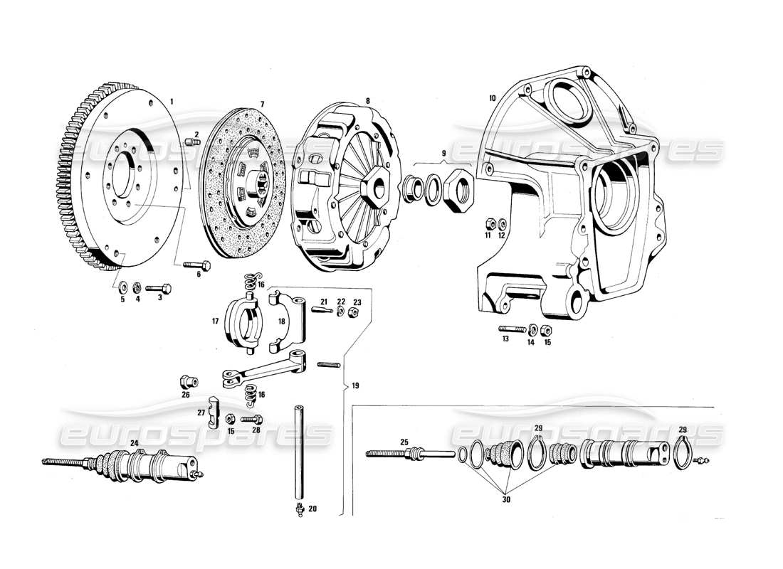 maserati qtp.v8 4.9 (s3) 1979 diagramma della parte della frizione