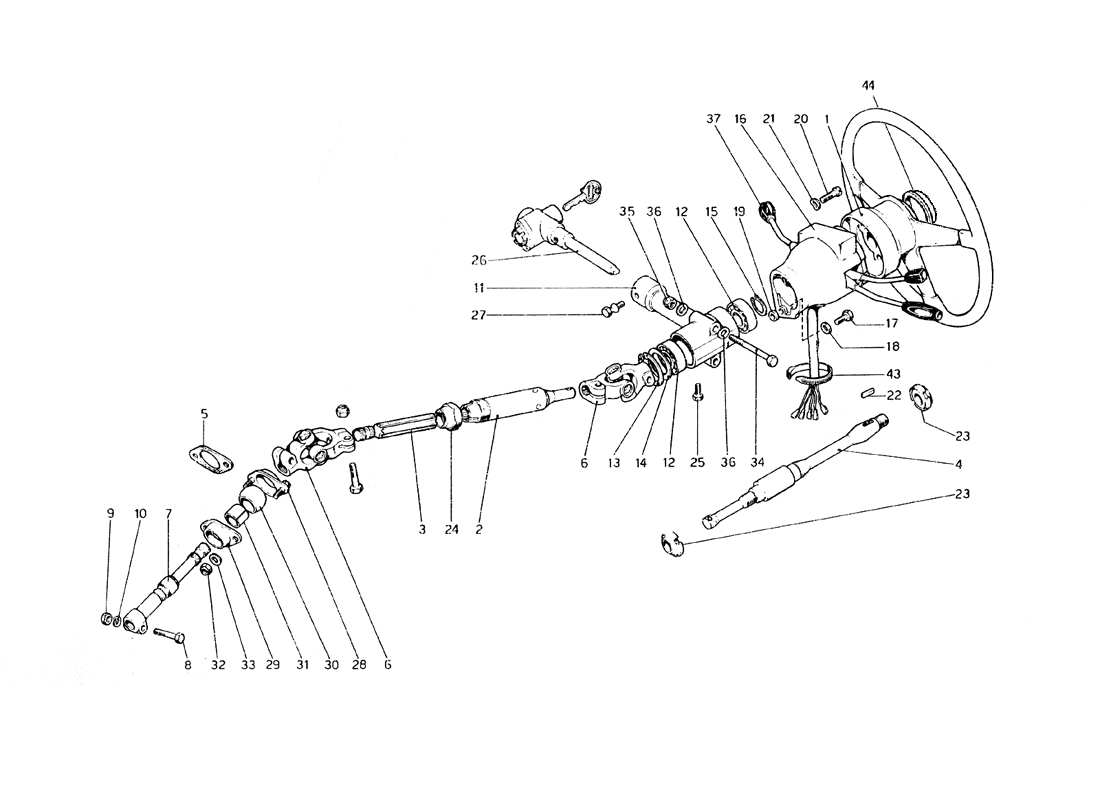 ferrari 308 gt4 dino (1979) diagramma delle parti del piantone dello sterzo