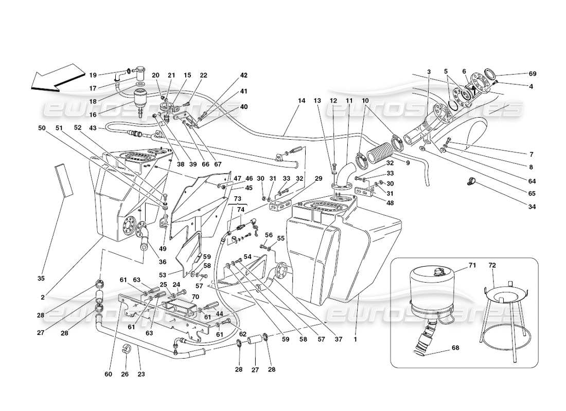 ferrari 430 challenge (2006) diagramma delle parti dei serbatoi di carburante