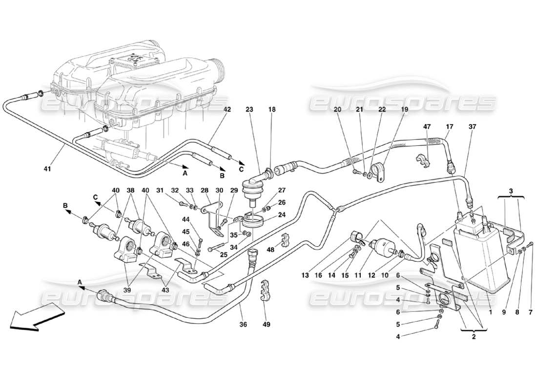 ferrari 360 challenge stradale schema delle parti del dispositivo antievaporazione