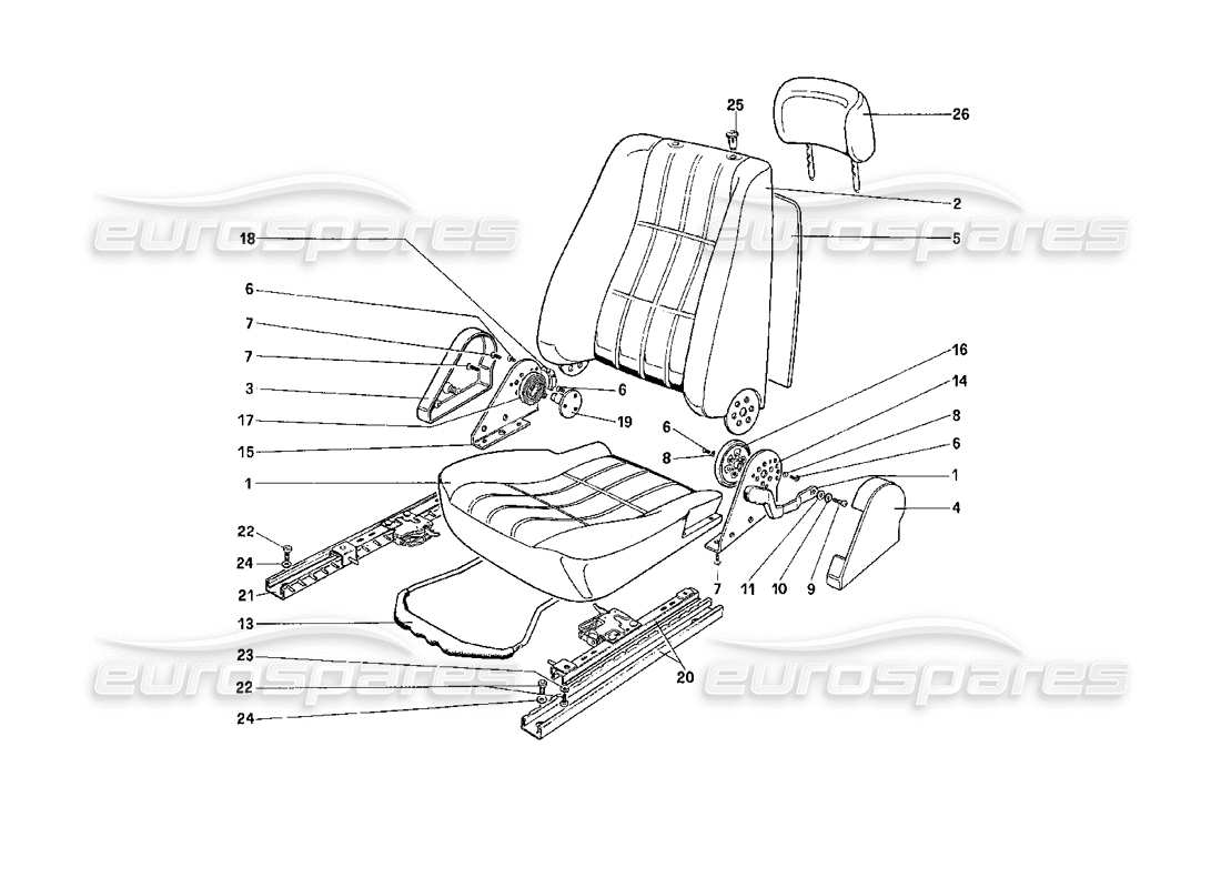 ferrari 208 turbo (1989) posto a sedere diagramma delle parti