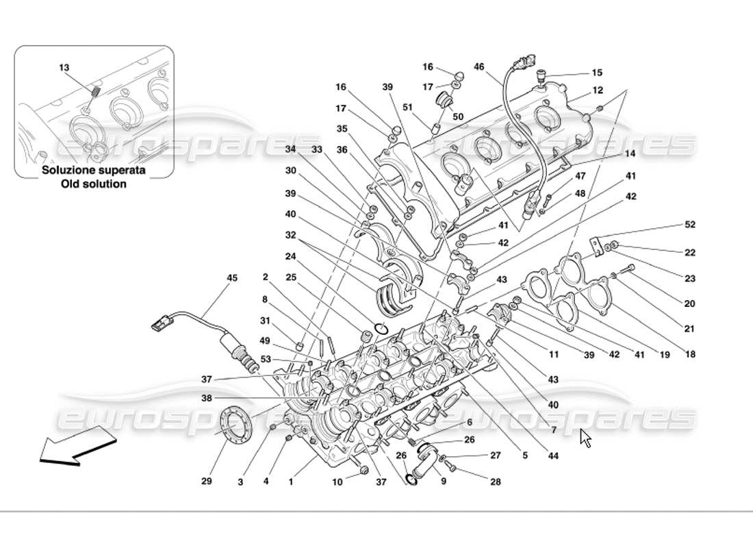 ferrari 360 modena schema delle parti della testata sinistra