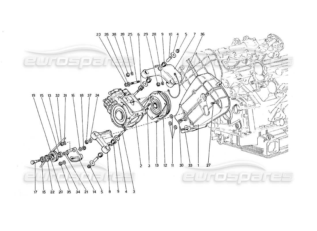 ferrari 308 gt4 dino (1979) diagramma delle parti del compressore e dei controlli dell'aria condizionata