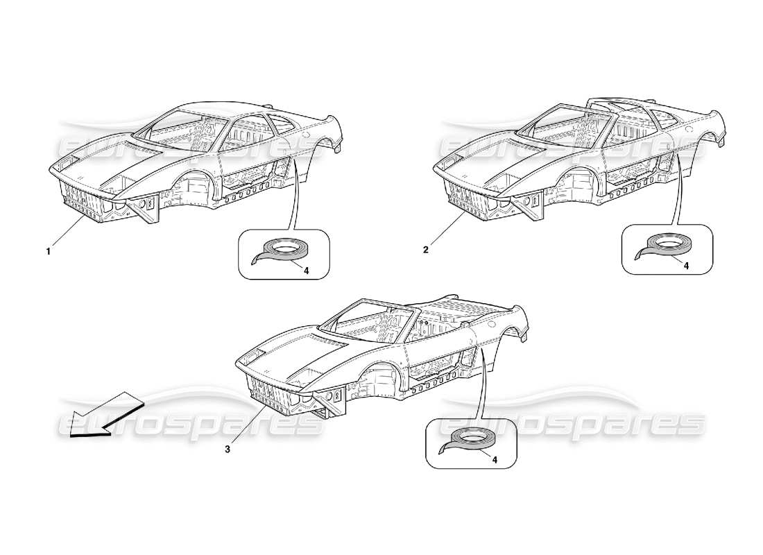 ferrari 355 (5.2 motronic) corpo - unità generali diagramma delle parti