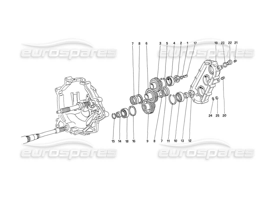 ferrari 208 turbo (1989) trasmissione del cambio diagramma delle parti