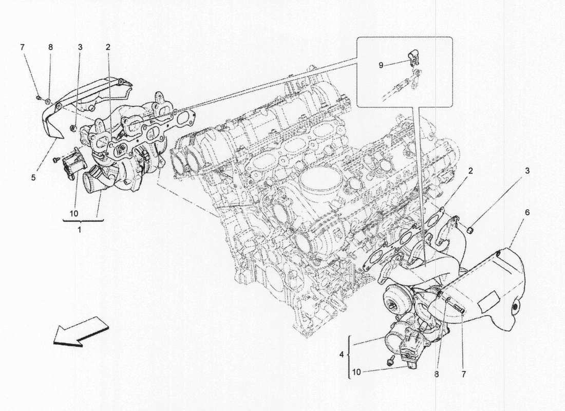 maserati qtp. v6 3.0 bt 410bhp 2wd 2017 sistema turbocompressore: schema particolare dell'attrezzatura
