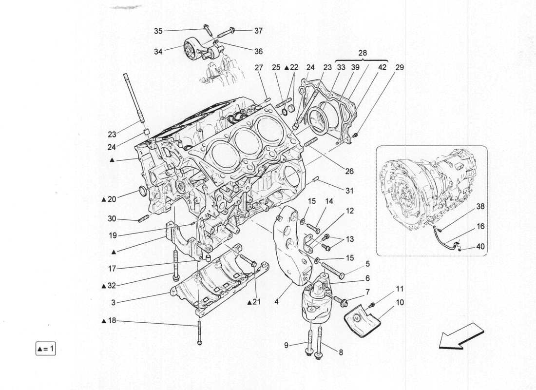 maserati qtp. v6 3.0 bt 410bhp 2wd 2017 schema delle parti del basamento