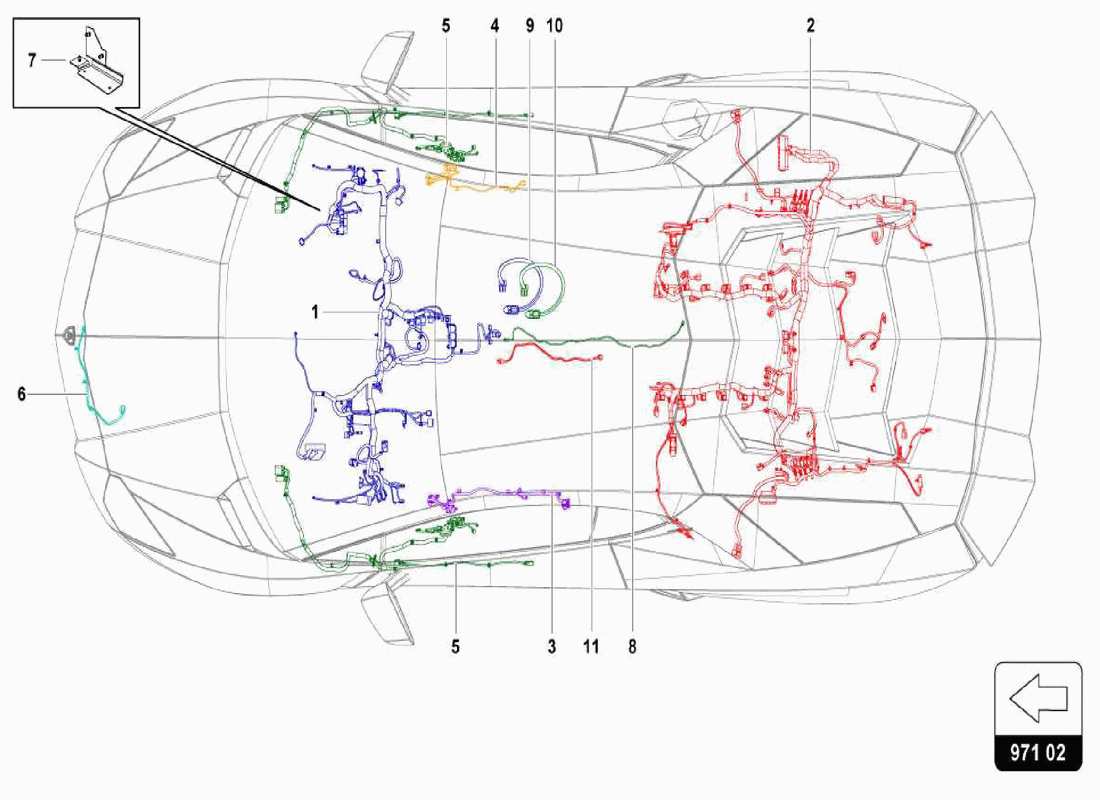 lamborghini centenario spider impianto elettrico - cablaggi diagramma delle parti