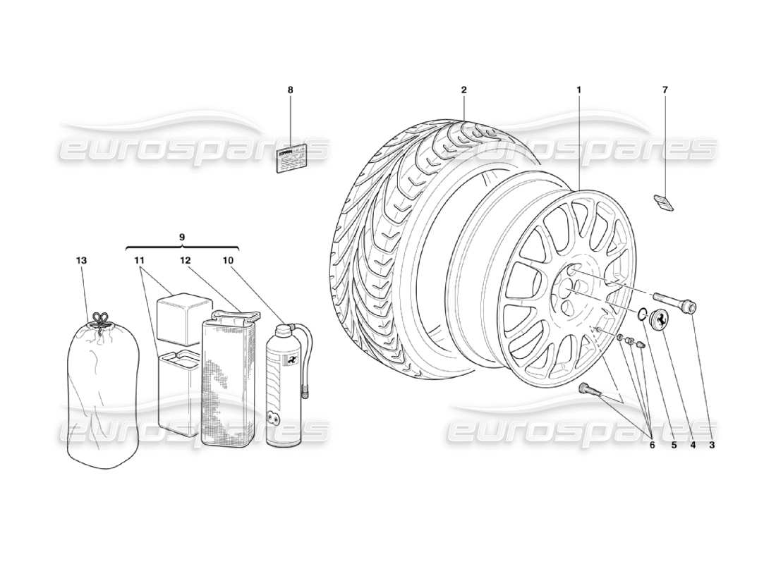 ferrari 360 challenge stradale ruote diagramma delle parti