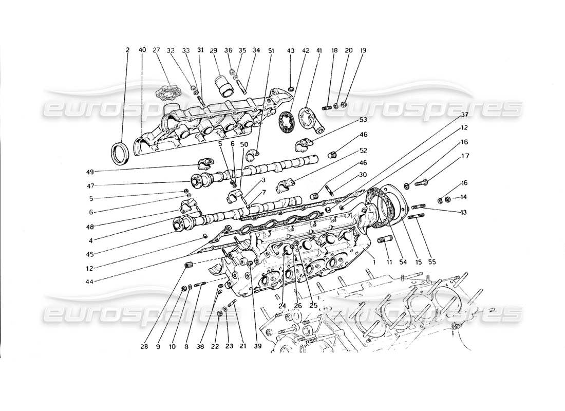 ferrari 308 gt4 dino (1979) diagramma delle parti della testata (destra).