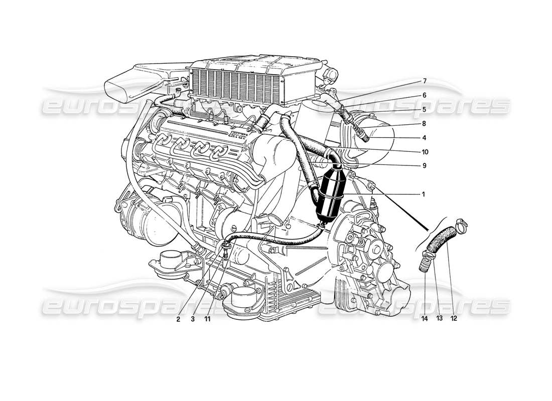 ferrari 208 turbo (1989) colpo: diagramma delle parti del sistema