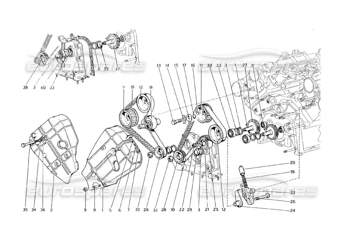 ferrari 308 gt4 dino (1979) sistema di cronometraggio - diagramma delle parti dei controlli