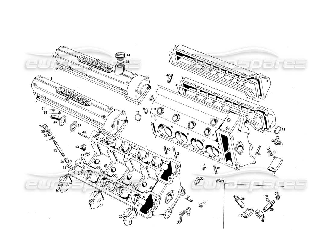 maserati qtp.v8 4.9 (s3) 1979 diagramma delle parti delle teste cilindriche