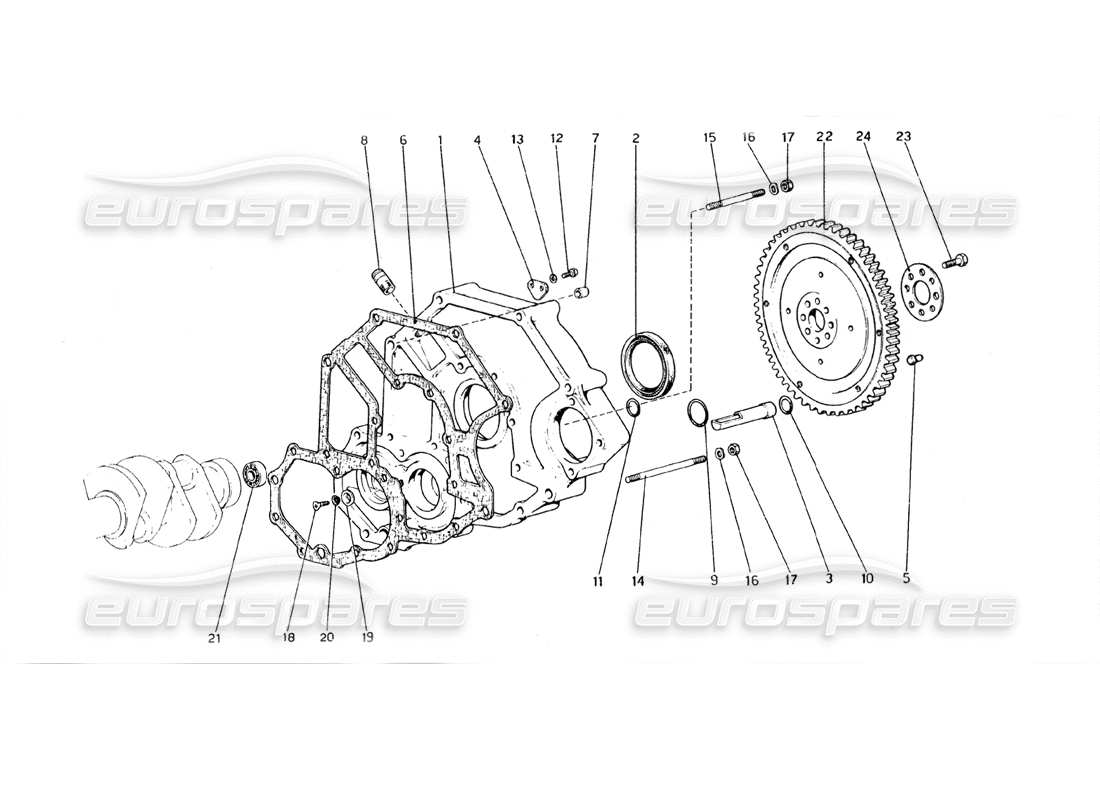 ferrari 308 gt4 dino (1979) diagramma delle parti delle aste e dei pistoni del volano e dell'alloggiamento della frizione