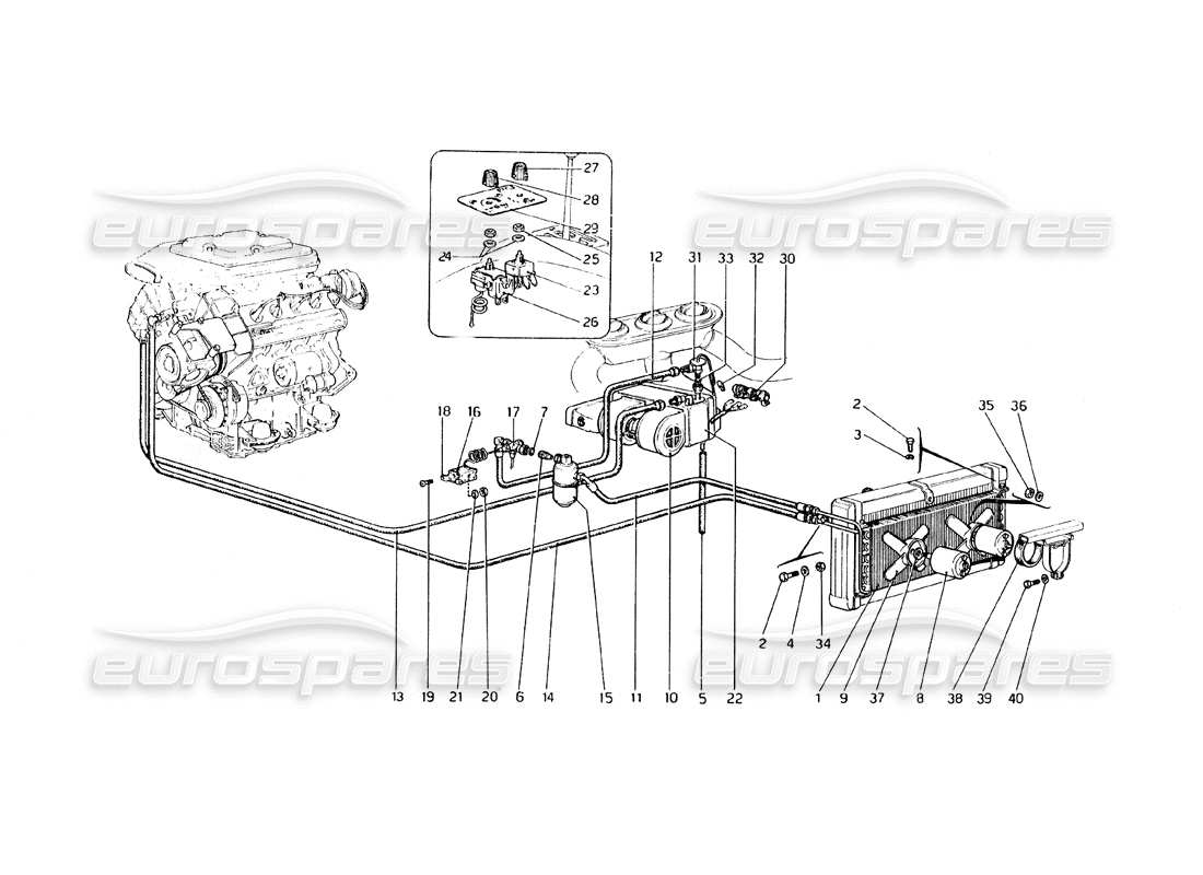 ferrari 308 gt4 dino (1979) sistema di aria condizionata diagramma delle parti