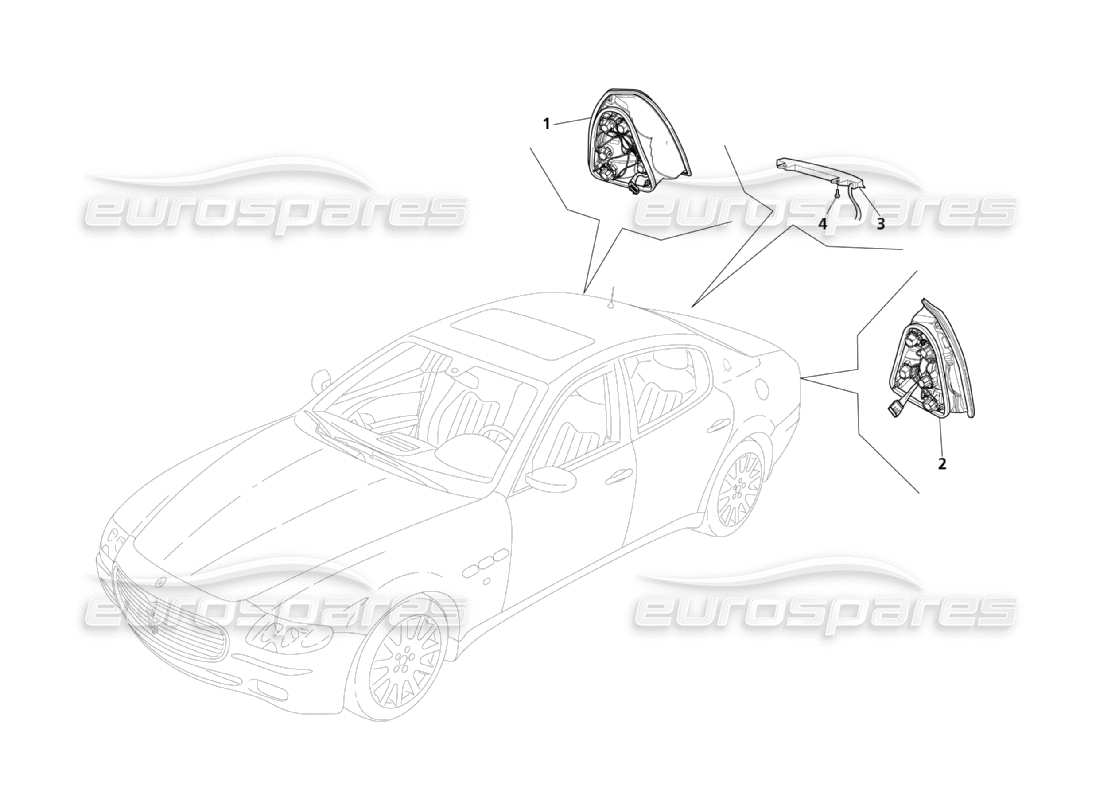 maserati qtp. (2003) 4.2 luci posteriori diagramma delle parti