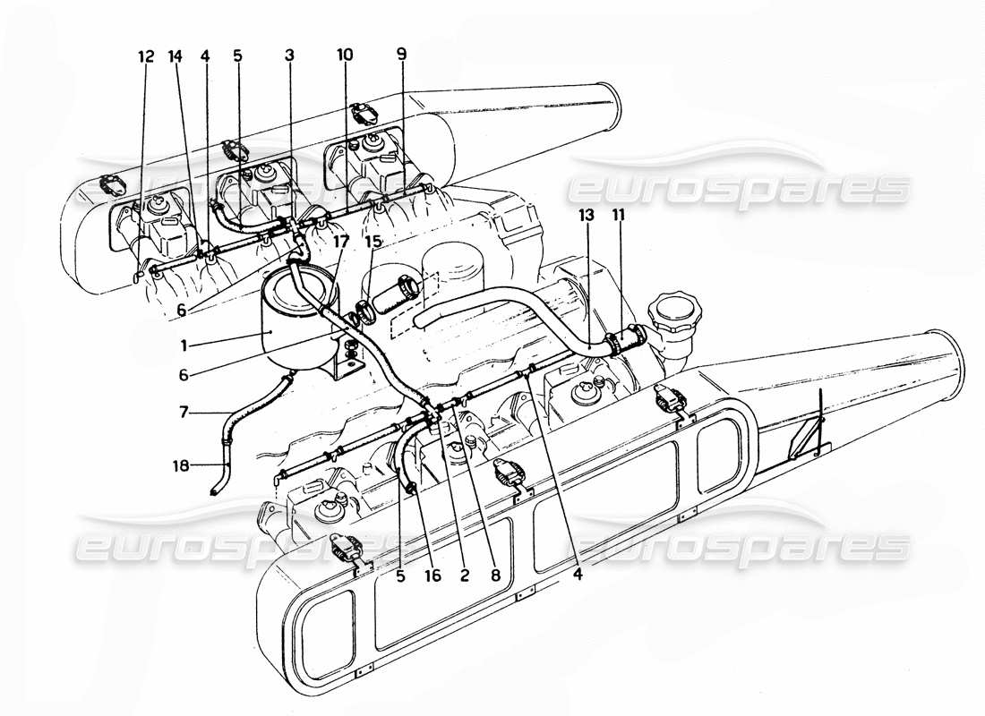 ferrari 365 gtc4 (mechanical) diagramma delle parti del serbatoio sottovuoto