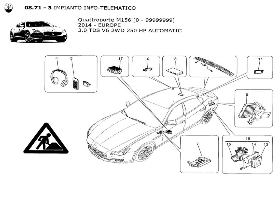 maserati qtp. v6 3.0 tds 250bhp 2014 diagramma delle parti del sistema it