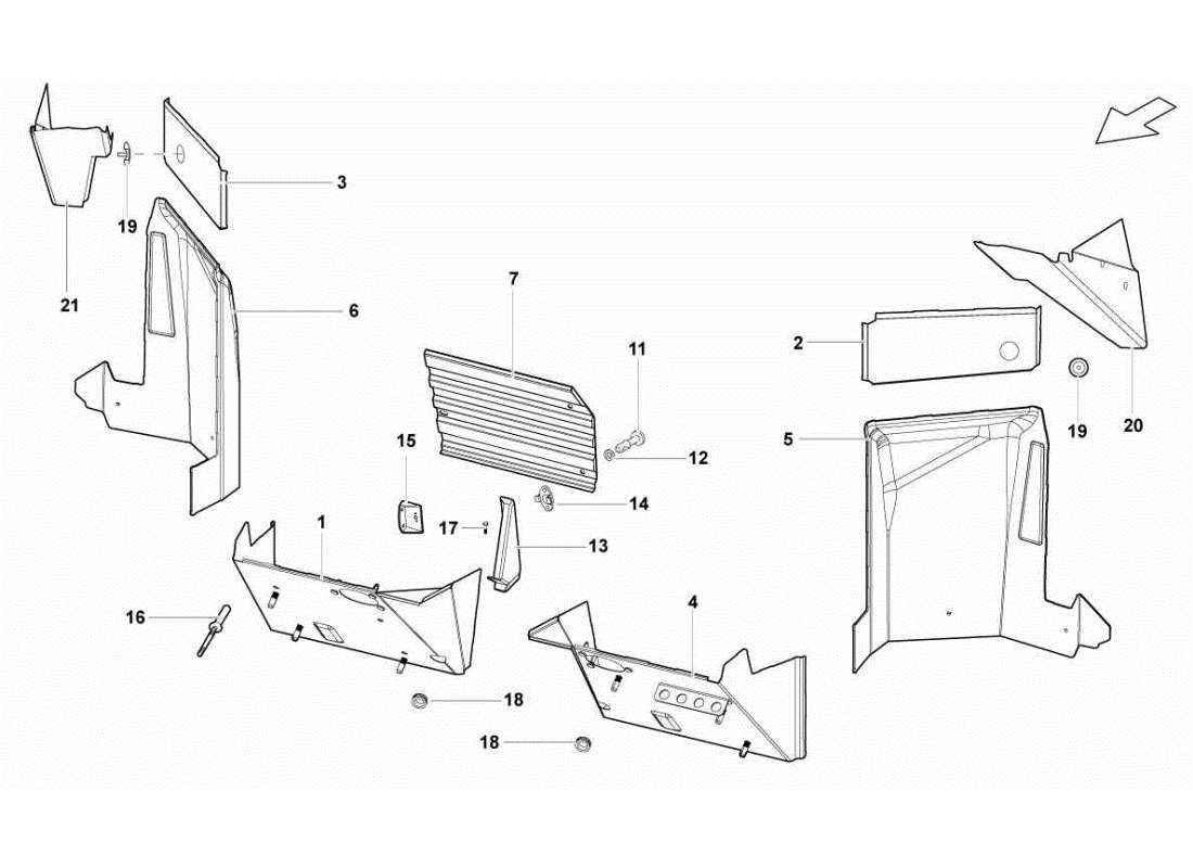lamborghini gallardo sts ii sc elementi del telaio centrale diagramma delle parti