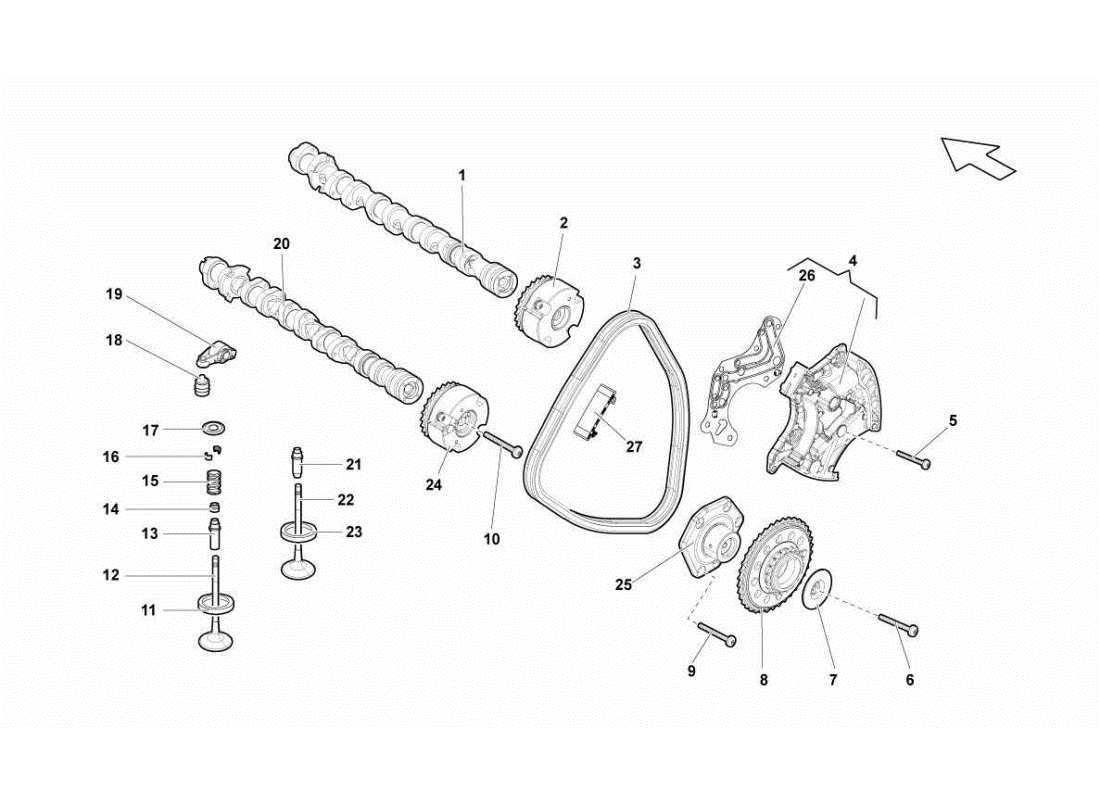 lamborghini gallardo sts ii sc sistema di distribuzione testa sinistra diagramma delle parti