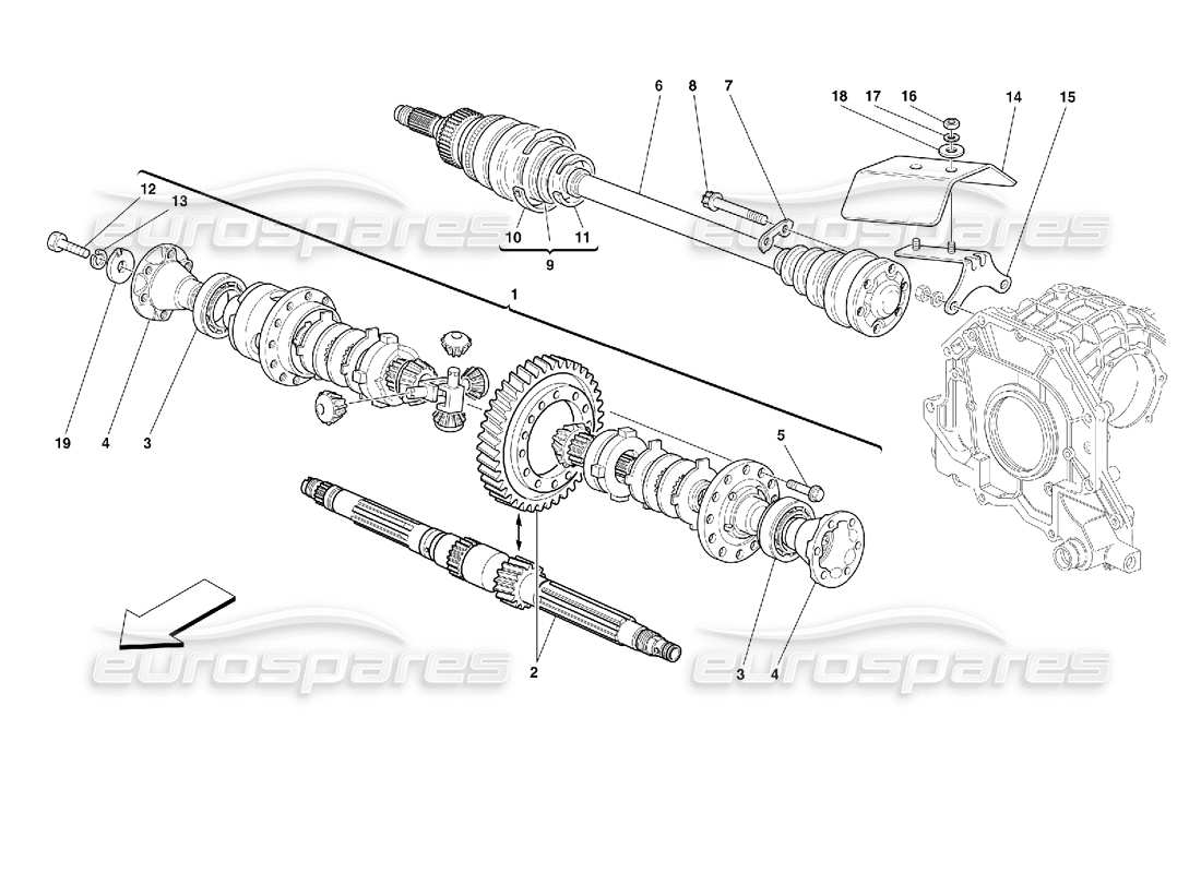 ferrari 355 (2.7 motronic) differenziale e semiassi diagramma delle parti