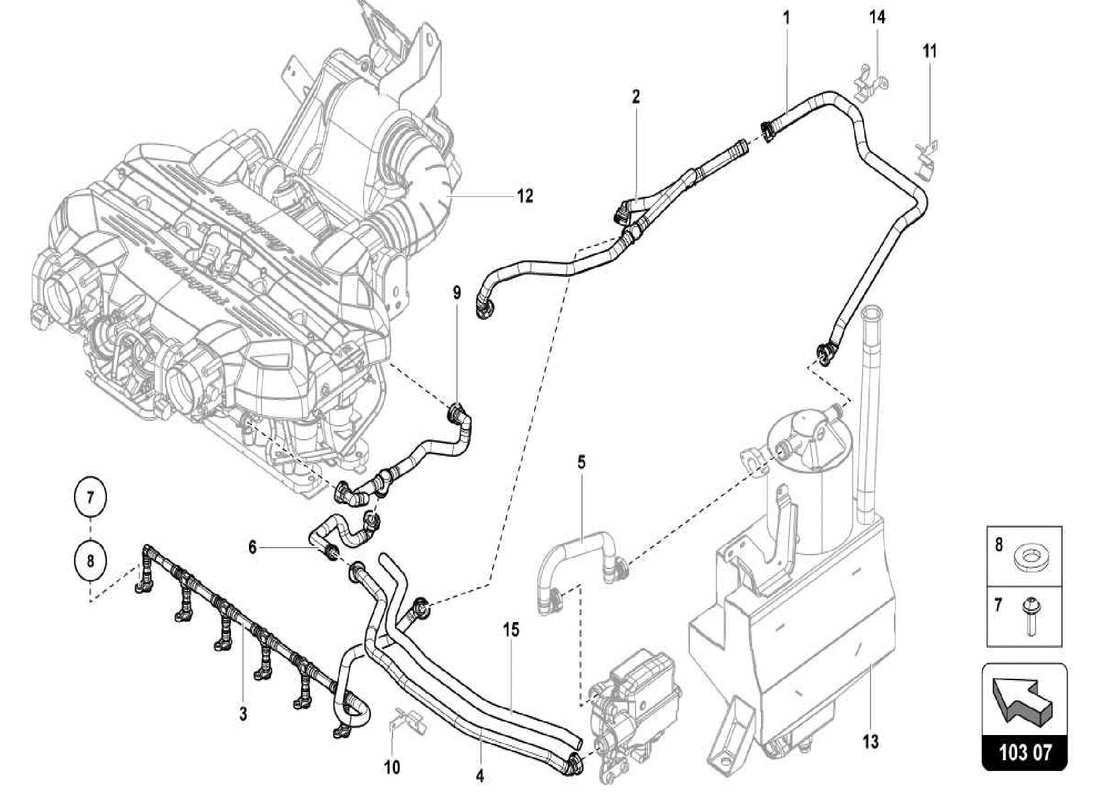 lamborghini centenario spider motore - schema delle parti di ventilazione per il coperchio della testata