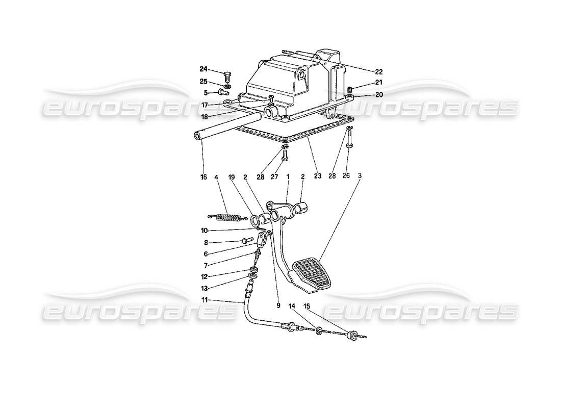 ferrari 208 turbo (1989) schema delle parti del comando di rilascio della frizione (per auto con sistema antiscivolo).