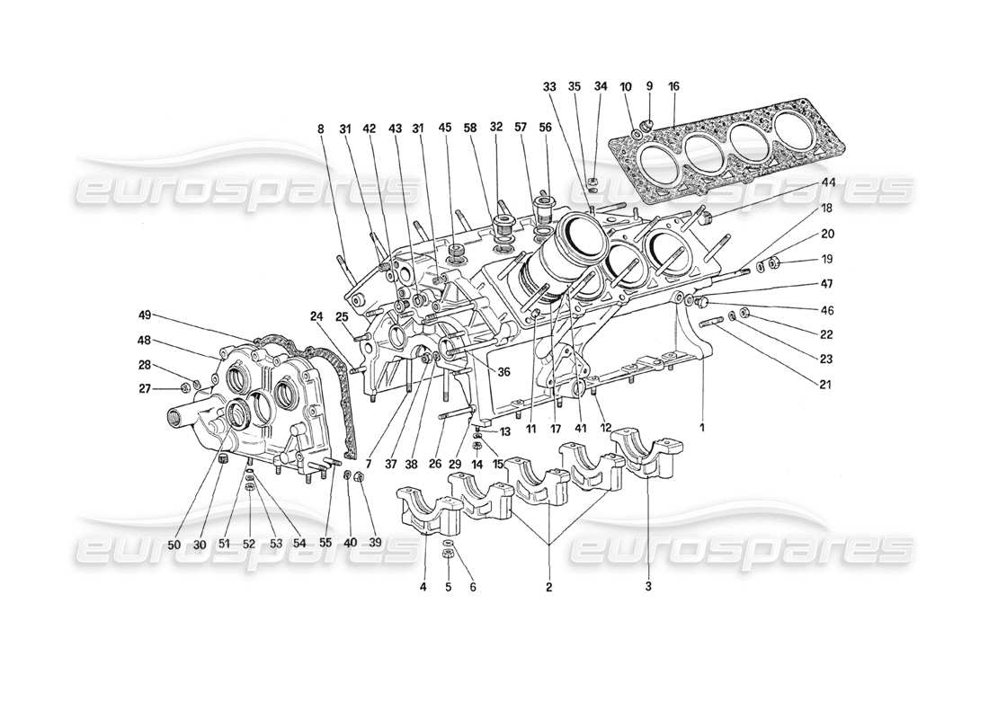 ferrari 208 turbo (1989) basamento diagramma delle parti