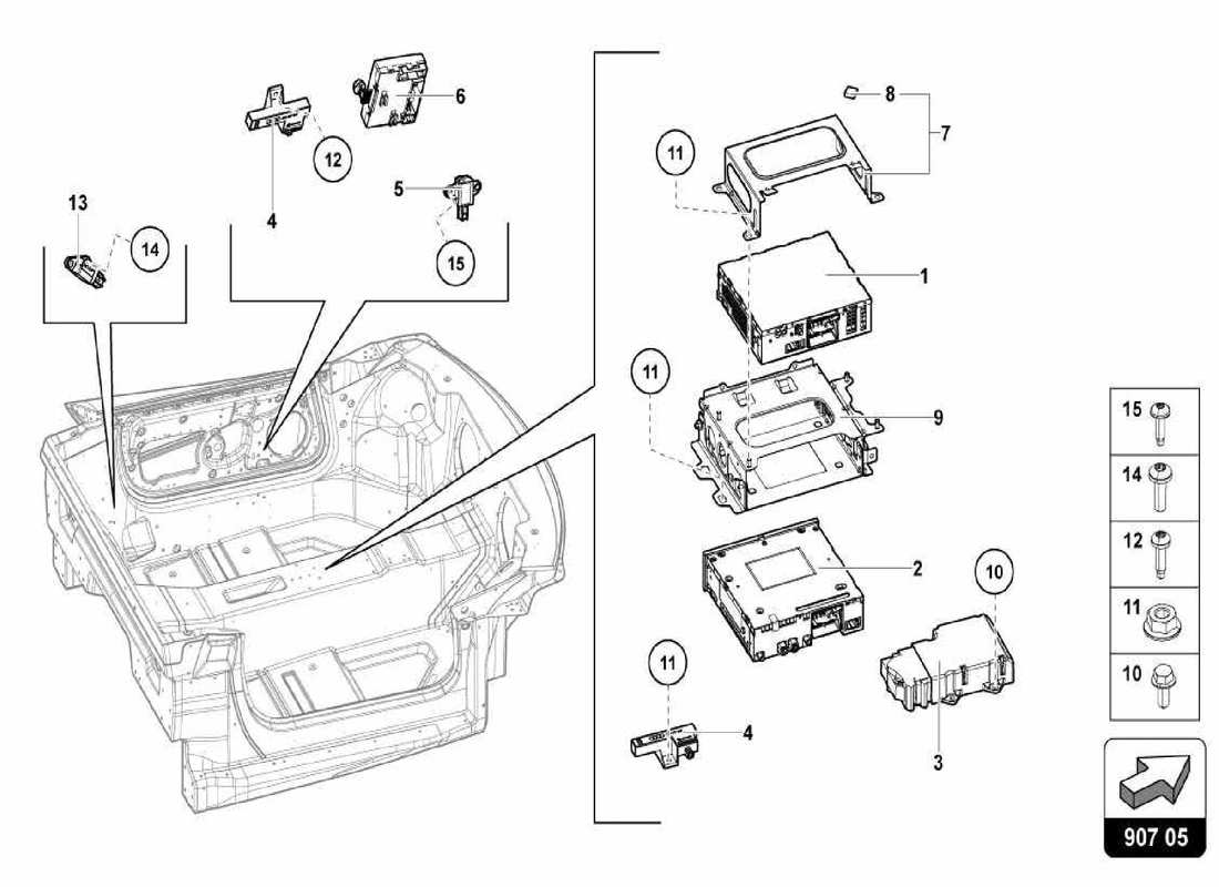 lamborghini centenario spider centraline elettroniche diagramma delle parti