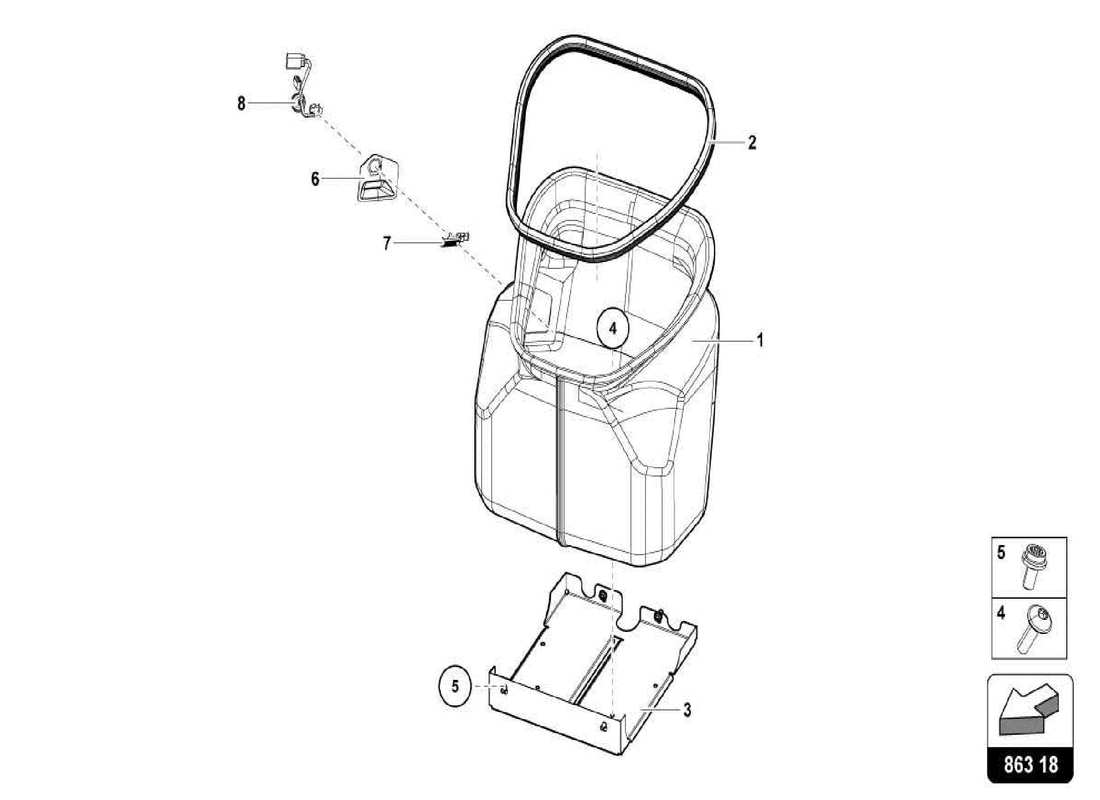 lamborghini centenario spider vano bagagli - rivestimento del pavimento diagramma delle parti