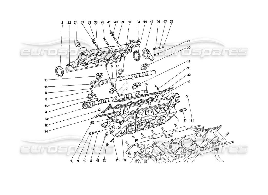 ferrari 208 turbo (1989) testata (destra) diagramma delle parti