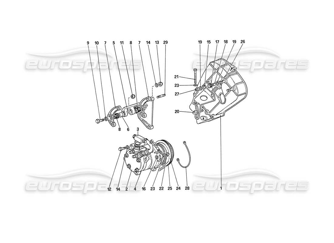 ferrari 208 turbo (1989) compressore e controlli dell'aria condizionata (a partire dalla vettura n. 77247) diagramma delle parti
