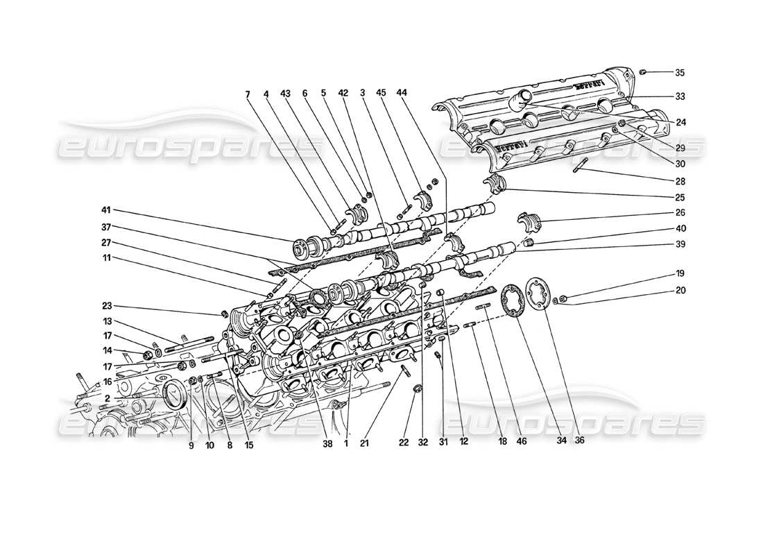ferrari 208 turbo (1989) testata (sinistra) diagramma delle parti