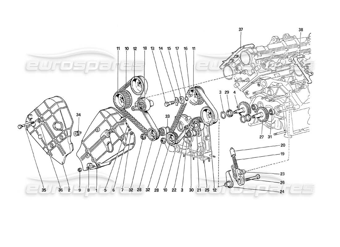 ferrari 208 turbo (1989) sistema di cronometraggio - diagramma delle parti dei controlli