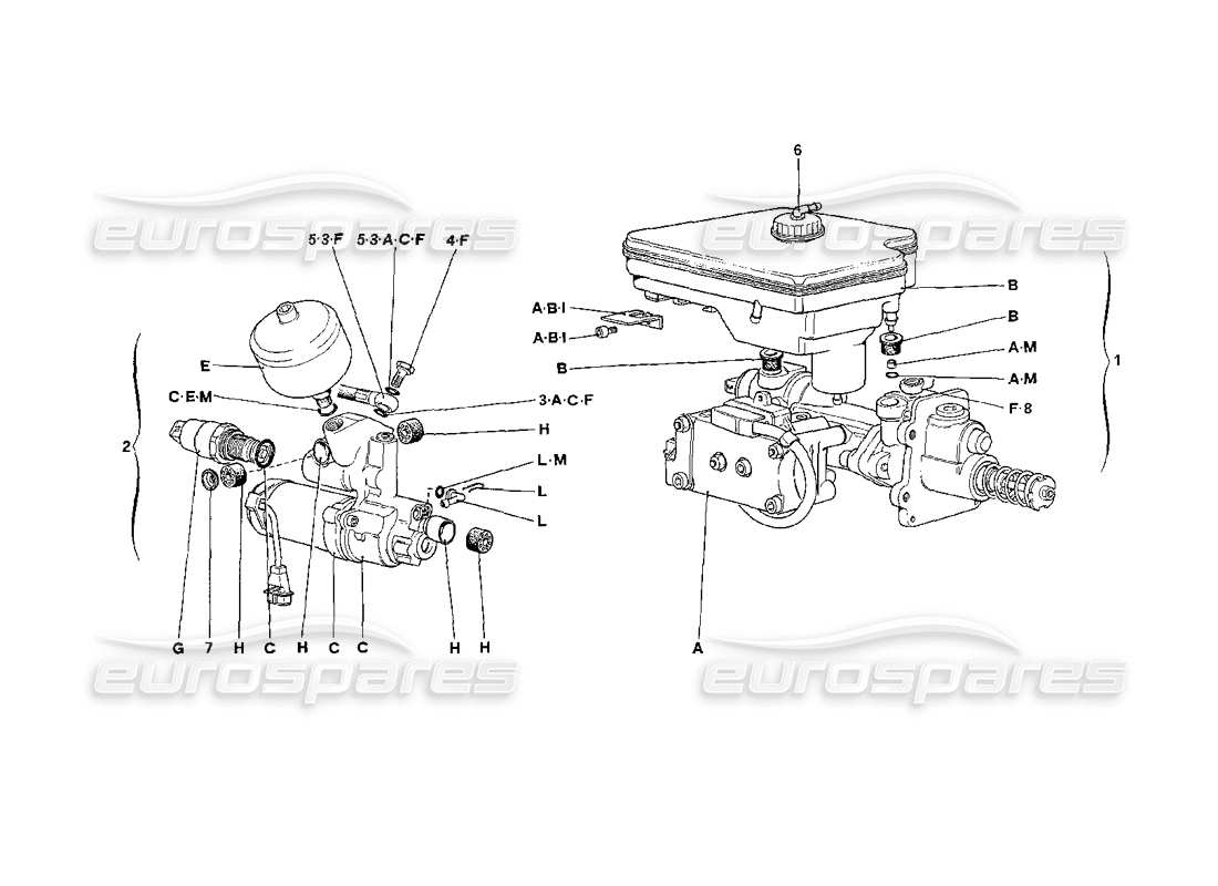 ferrari 208 turbo (1989) sistema idraulico per antiscivolo diagramma delle parti